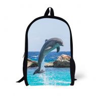 ANYFOCUS School Backpack, 3D Print Dolphin Pattern 17 Inch Bookbag