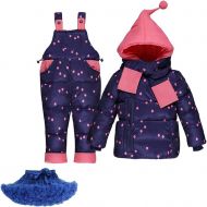 M&A Baby Girls Snow Bib and Puffer Jacket Snowsuit 2 Pieces Set