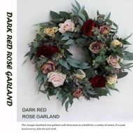 Sue Supply 45CM Rose Garland Simulation Decorative Dark Red Rose Forest Ins Garland Home Wedding Decoration