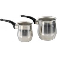 HOME-X Stainless-Steel Melting Pots-Set of 2, Mini Saucepans with Pouring Spout, Stovetop Milk Warmer, Turkish Coffee Maker, Gravy Warmer, Butter Melting Pot, Set of 2 Stainless St
