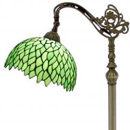 Tiffany Style Reading Floor Lamp Green Wisteria Table Desk Arched Lighting H64 Inch E26 Stained Glass Lampshade for Living Room Antique Desk Beside Bedroom S523 WERFACTORY