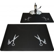 LCL Beauty 1/2 Rectangle Anti Fatigue Beauty Barber Floor Mat with Grey Salon Scissor Design