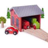 Bigjigs Rail, Double Engine Shed, Wooden Toys, Bigjigs Train Accessories, Wooden Train Shed, Train Toys, Wooden Shed, Wooden Toys for 3 4 5 Year Olds