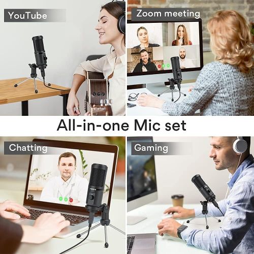  USB Gaming Microphone, MAONO PC Computer Condenser Mic with Gain for Recording, Podcasting, Streaming, YouTube, Twitch, Skype, Compatible with PS5 PS4 Mac Laptop Desktop (PM461TR)