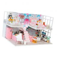 Fityle 1/24 Scale Dollhouse Miniature DIY Princess House Kits Creative Room with Furniture for Great Artwork Gift