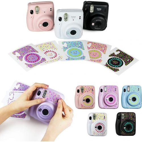  WOGOZAN for Fujifilm Instax Mini 11 Instant Film Camera Case + Album for Mini 3 Inch Film + Accessories Kit, Color Filters, Photo Album, Selfie Lens + More (Blue-Pink Watercolor)