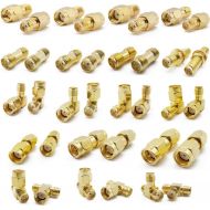 ALLiSHOP SMA Connectors kit 18 Type SMA RP-SMA Adapter Plug and Jack Straight and 90° SMA Connector Goldplated Brass RF Coax Connectivity Set for FPV Antennas Radio Baofeng Yaesu I