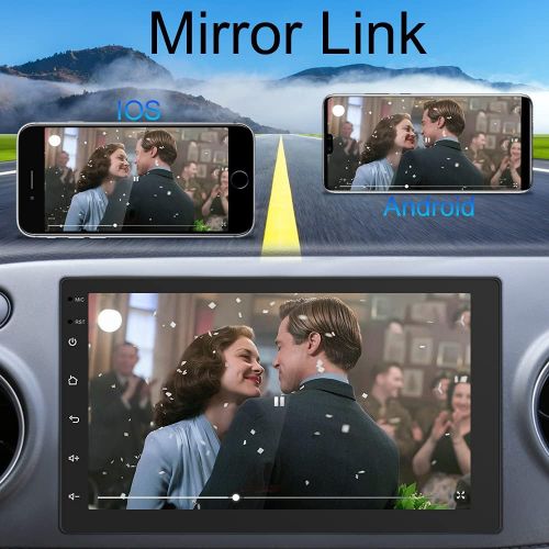  [아마존베스트]AMPrime Android 9.0 Single Din Car Stereo with Bluetooth 7 Inch Touch Screen GPS Navigation Support WiFi/Dual USB/DVR Input/Mirror Link for Android iOS Phone + Backup Camera