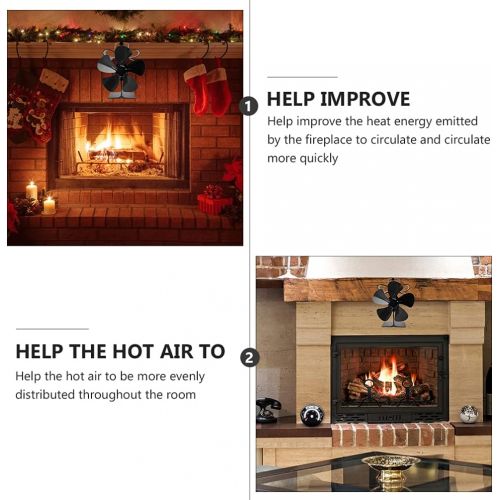  BESPORTBLE 5 Blade Heat Powered Stove Fan for Wood Log Burner Fireplace Increases More Warm Fan Winter Home Village Supplies Black