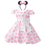 OBEEII Vintage Polka Dot Dress with Headband Baby Kid Girl Cap Sleeve Princess Birthday Mouse Costume Fancy Dress Up Halloween