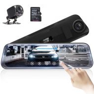 Mirror Dash Camera for Cars - AKASO Dash Cam 10 Stream Media Full Touch Screen with 32GB Card 1080P Dual Recording Reversing Image G-Sensor Parking Monitor with Waterproof Backup C