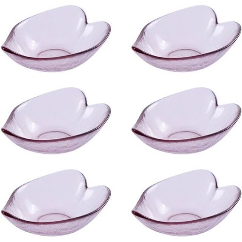 [아마존베스트]WAIT FLY Sakura Shaped Glass Seasoning Dishes/Tea Bag Holders/Ketchup Saucer/Appetizer Plates/ Salad Bowls, Set of 6