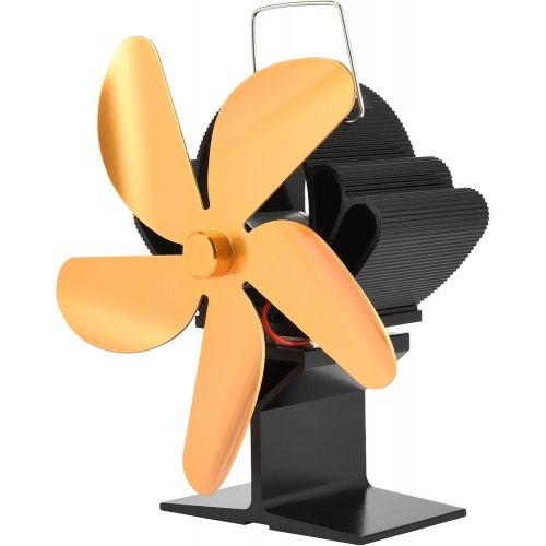  CEspace 5 Blade wood stove fan heat powered with thermometer silent fireplace fan for indoor wood burning stove, gas stove, pellet stove, log burner non electric stoves fans for home heati