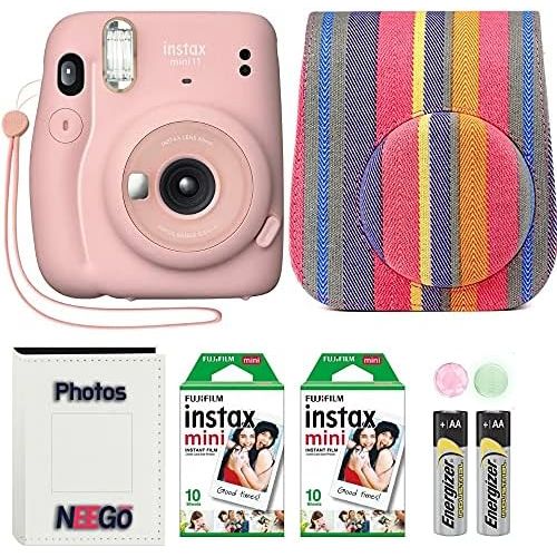 후지필름 Fujifilm Instax Mini 11 Camera with Case, Fuji Instant Film (20 Sheets) and Photo Album (Blush Pink)