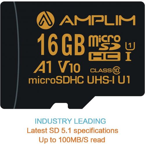  Amplim Micro SD Card 16GB, 4 Pack MicroSD Memory Plus Adapter, MicroSDHC Class 10 UHS-I U1 V10 TF Extreme High Speed Nintendo-Switch, GoPro Hero, Raspberry Pi, Phone Galaxy, Camera