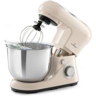 Klarstein Bella Food Processor - Kneading and Mixing Machine with 6 Speed Levels, Stainless Steel, Pulse Function, Planetary Mixing System, 3 Mixing Attachments, 1,300W, Cream