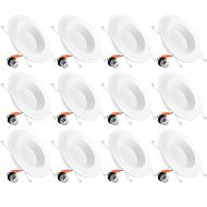 LUXRITE Luxrite 5/6 Inch LED Recessed Lights Dimmable, 15W, 2700K (Warm White), 1050 Lumens, Retrofit LED Downlight 120W Equivalent, DOB, Energy Star, ETL Listed, IC & Damp Rated (12 Pack)