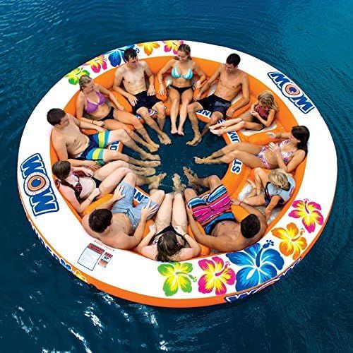  WOW Sports WOW World of Watersports Stadium Islander, HUGE Heavy Duty Floating Island with Mesh Seating and Backrest