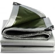 LIANGLIANG-pengbu LIANGLIANG Tarpaulin Waterproof Outdoor Rainproof Sun Protection Thicken Wear-Resistant Multifunctional Tarpaulin with Metal Hole Eye Plastic, 24 Sizes (Color : Silver and Green, S