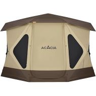 Space Acacia Camping Tent XL, 4-6 Person Large Family Tent with 6'10'' Height, 2 Doors, 8 Windows, Waterproof Pop Up Easy Setup Hub Tent with Rainfly, Footprint for Car Camping, Glamping, Cocoa