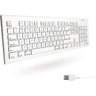 [아마존베스트]Macally Full Size USB Wired Keyboard for Mac and PC (White) w/ Shortcut Hot Keys - Upgraded Computer Keyboard(MKEYE)