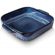 KOOV Ceramic Bakeware, 8x8 Baking Dish, Square Baking Pan, Ceramic Baking Dish, Brownie Pans for Cake Dinner, Kitchen, Reactive Glaze (Nebula Blue)