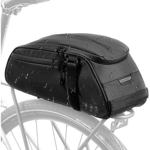  WOTOW Bike Reflective Rear Rack Bag, Water Resistant Bicycle Saddle Panniers, 8L Capacity Trunk Storage Bag, Cycling Back Seat Cargo Carrier Pouch with Shoulder Strap Travel