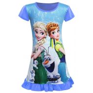 WNQY Little Girls Princess Anna Pajamas Toddler Nightgown Dress
