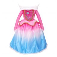 OwlFay Princess Aurora Dress for Girls Party Dress up Halloween Costume Birthday Pageant Long Gown Sleeping Beauty Cosplay