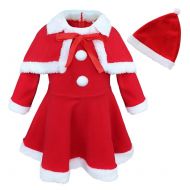 Alvivi Toddler Baby Girls Christmas Santa Claus Outfit Costumes Princess Dress with Cape Hat Set
