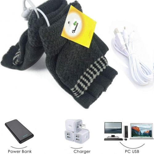  [아마존베스트]Kbinter Womens & Mens 4 Pack USB Heated Gloves Mitten Winter Hands Warm Laptop Gloves, Knitting Hands Full & Half Heated Fingerless Heating Warmer Washable Design (4 PACK)