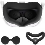 [아마존베스트]TAACOO VR Silicone Face Cover with Protective Lens Cover for Oculus Quest 2 Washable Cushion Cover Sweatproof & Lightproof (Black)