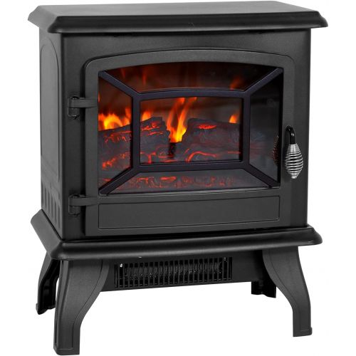  FDW 20 inch Electric Fireplace Heater 1400W Freestanding Space Heater for Home Office with Realistic Log Flame Portable Indoor Space Heater?，Black