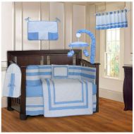BabyFad Modern Quilted Blue 10 Piece Baby Crib Bedding Set