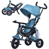 [아마존베스트]UBRAVOO 6-in-1 Toddler Tricycle with Adjustable Canopy, Detachable Guardrail, Harness, Folding Footrest, Brake, Folding Push Baby Tricycle for 1 2 3 Years Old