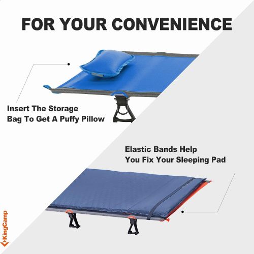  KingCamp Camping Cot, Folding Portable Heavy Duty Ultralight Cots for Adults Camping Tent Hiking Backpacking Mountaineering Travel Indoor Outdoor Indoor Base Camp with Pillow, Supp