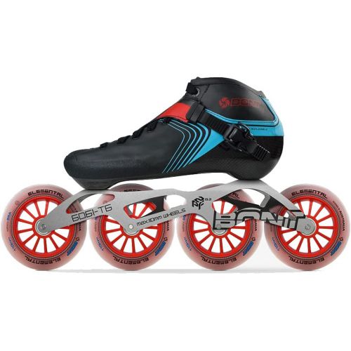  Bont Skates - Inline Speed Skating Racing Skates - GT4 Skate Boots + 6061 Frame + Elemental Wheels + ABEC5 Bearings - Youth - Boys - Girls - Men - Women