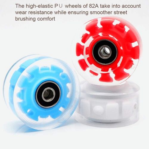  CALIDAKA 4 Pack Roller Skate Wheels Luminous Light Up Quad Roller Skate Wheels with Bearings for Double Row Skating and Skateboard 58 x 32mm/22.83 x 12.6 inch(Blue)