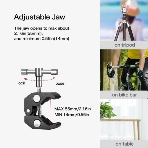  Koolehaoda 7inch Magic Arm with Large Super Crab Clamp and Hot Shoe Mount 1/4 Magic DSLR Tripod Arms Kit Compatible with DSLR Camera Rig/LCD/DV Monitor/LED Lights/Flash Light/Micro