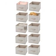 MDesign mDesign Soft Fabric Closet Storage Organizer Holder Cube Bin Box, Open Top, Front Handle for Closet, Bedroom, Bathroom, Entryway, Office - Chevron Print, 10 Pack - Taupe/Natural