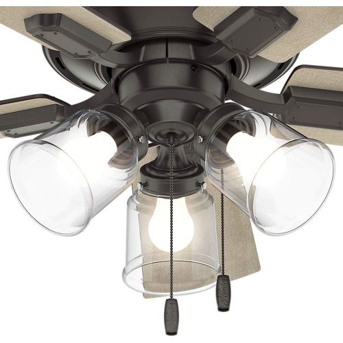  [아마존베스트]Hunter Crestfield Indoor Low Profile Ceiling Fan with LED Light and Pull Chain Control, 42, Noble Bronze