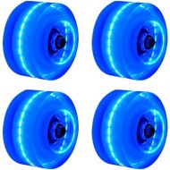 CALIDAKA 4 Pack Roller Skate Wheels Luminous Light Up Quad Roller Skate Wheels with Bearings for Double Row Skating and Skateboard 58 x 32mm/22.83 x 12.6 inch(Blue)
