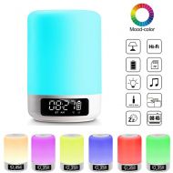 Elecstars Night Light Bluetooth Speaker, Touch Sensor Table Lamp, Dimmable Warm White LED Night Light, Alarm Clock, Color Changing RGB, Best Gift for Kids Teens Children and Friend