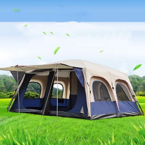  TANGIST Camping Tent， Outdoor Double Layer Waterproof Sunscreen 6-10 People Two Rooms and One Living Room Camping Family Tent Backpack Tent