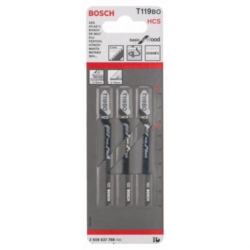  Bosch 2608637788 Jigsaw Blade T119 Bq 3 Pcs