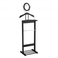 Proman Products Trojan 360 Degrees Vertical and Horizontal Swivel Mirror and Shoe Rack in Black Valet