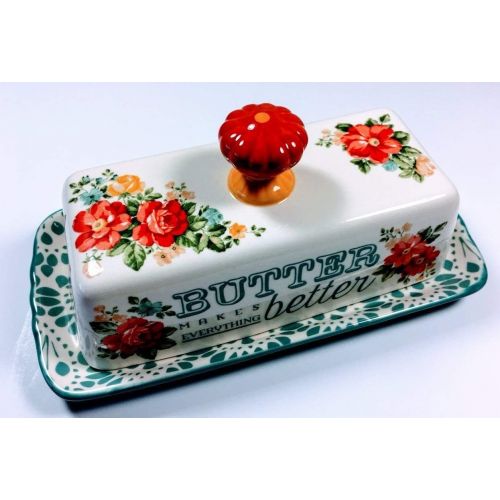  The Pioneer Woman Vintage Floral Butter Dish Stoneware