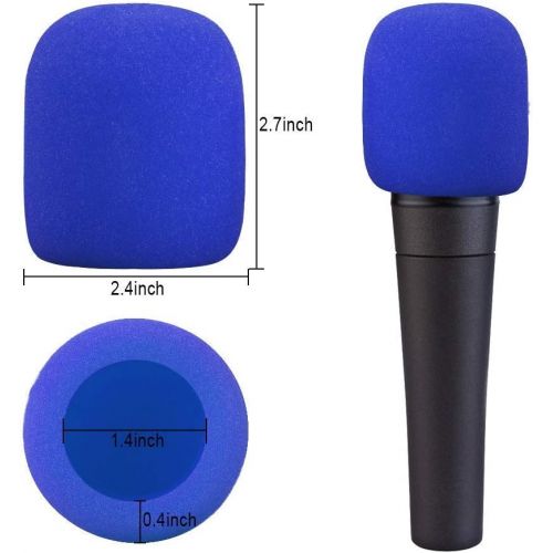  [아마존베스트]AMACOAM Microphone wind protection foam microphone cover 20 pieces handheld stage microphone wind protection sponge washable microphone cover for hand microphone, black, red, blue,
