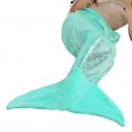 LANGRIA Mermaid Tail Blanket Glittering Flannel Super Soft Cozy Warm Lightweight for Kid Girl Adult All Season (60 x 25 inches, Green)