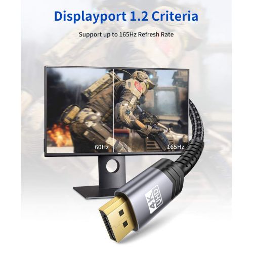  [무료배송]디스플레이포트 케이블 DisplayPort to DisplayPort Cable 10ft/3M, JSAUX 1.2 DP Cable [4K@60Hz, 2K@165Hz, 2K@144Hz] Gold-Plated Braided Ultra High Speed DisplayPort Cord for Laptop PC TV etc- Gaming Monito